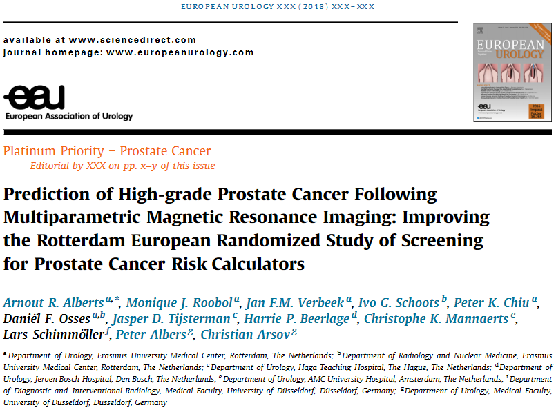 De Prostaatwijzer uitgebreid met MRI – publicatie in European Urology